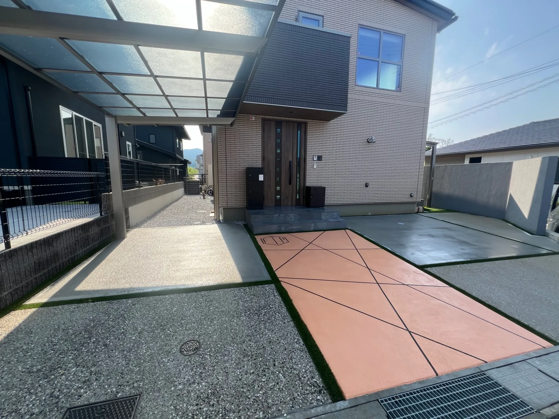 長崎県 佐世保市 新築 外構 コンクリート 洗い出し